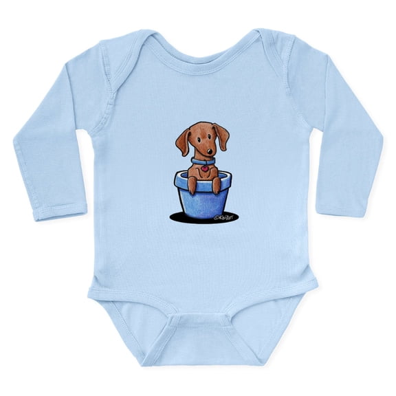 CafePress - Kiniart Potted Doxie Long Sleeve Infant Bodysuit - Long Sleeve Cotton Baby Bodysuit