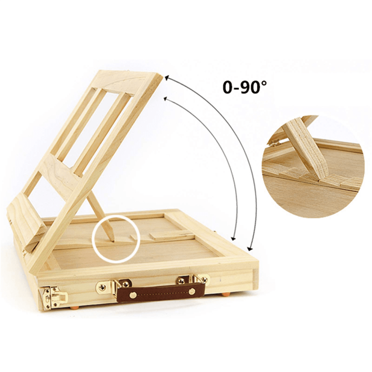 Portable 4 Adjustable Gears Drawer Style Beech Tabletop Easel Burlywood Portable Art Case for Beginners & Adults