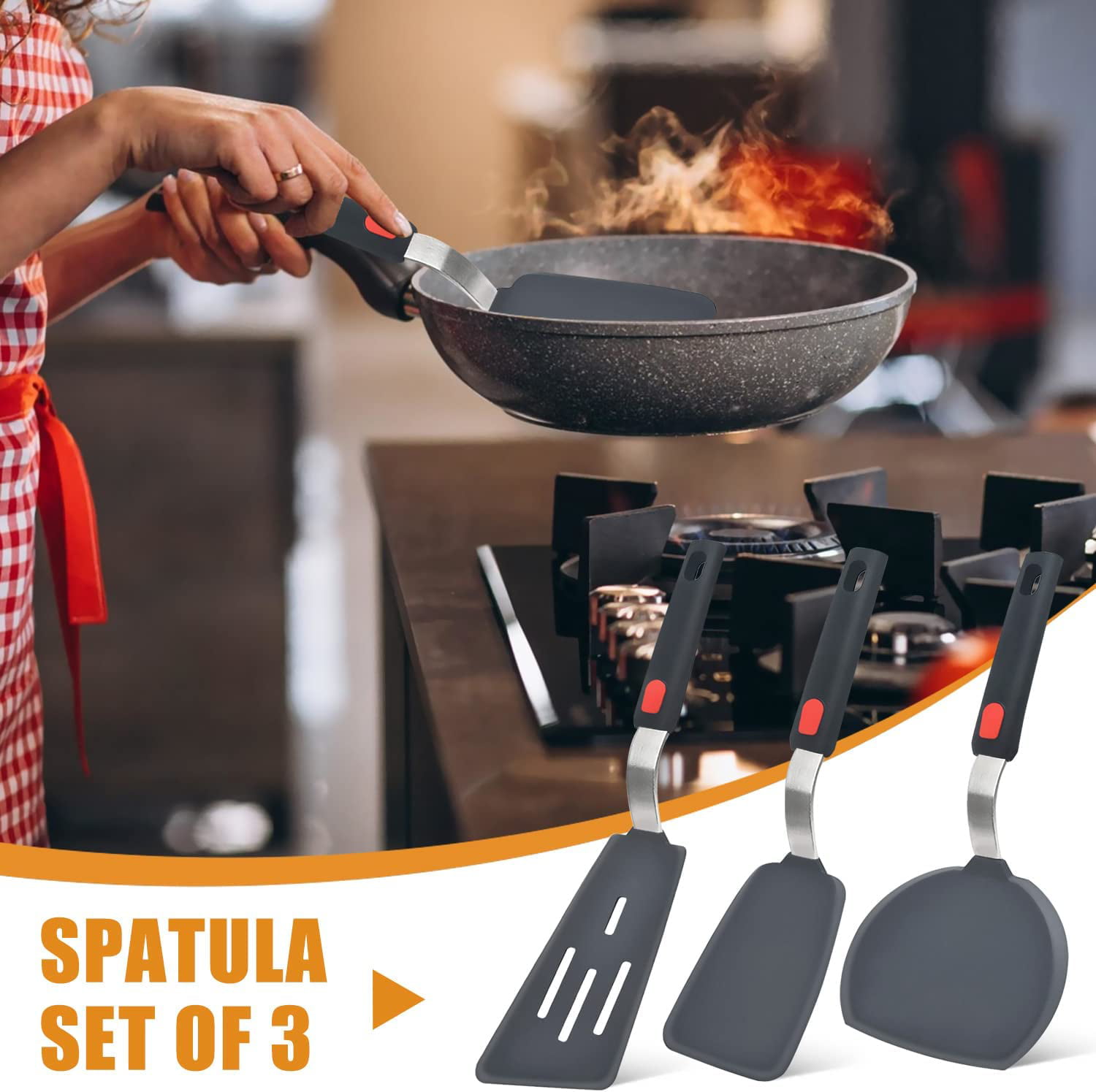 Riveira Silicone Spatula Set 9-Piece 600°F+ Heat Resistant kitchen ute