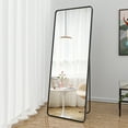 thumbnail image 4 of GLSLAND Full Length Mirror 60" x 20" Modern Rectangle Standing Floor Mirror with Round Corners, Black, 4 of 7