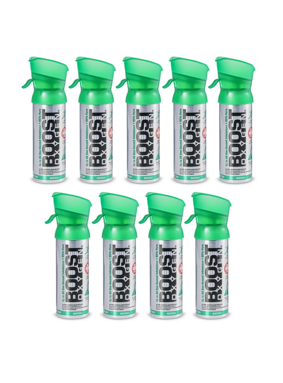 Boost Oxygen 3 Liter Canned Oxygen Bottle w/Mouthpiece, Natural (9 Pack)
