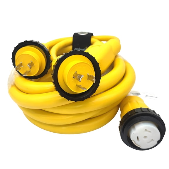 Parkworld 692033A Combiner Marine Shore Power Y Adapter L5-30P Dual Male 30A Plug to SS2-50R Female 50A Connector