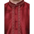 thumbnail image 4 of Men's Art Silk Indian Wedding Party Clothing Kurta Pajama Set (Maroon, L), 4 of 5