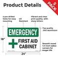 thumbnail image 2 of First Aid Cabinet With Symbol OSHA Emergency Aluminum Sign 24 Inch x 18 Inch - 5 Pack, 2 of 8