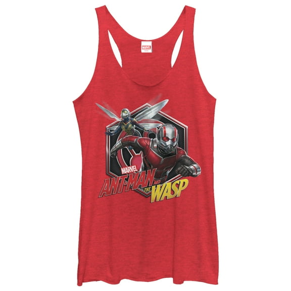 Women's Marvel Ant-Man and the Wasp Hexagon  Racerback Tank Top Red Heather Medium