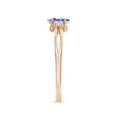 thumbnail image 3 of ANGARA Natural Oval Tanzanite Split Shank Ring with Trio Diamonds in 14K Rose Gold for Women (Size-6x4mm) | December Birthstone, Birthday, Anniversary, Jewelry Gift for Women | Natural Tanzanite Ring, 3 of 9
