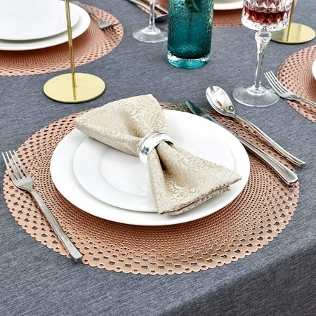 Placemats Round Placemat Rose Gold Table Mats Set Of 6 Hollow Out Easy To Clean Wipeable Washable Heat Resistant Modern For Dining Kitchen Decorations Wedding Valentines Day Canada Placemats Round Placemat Rose Gold, Round Table Placemats Canada