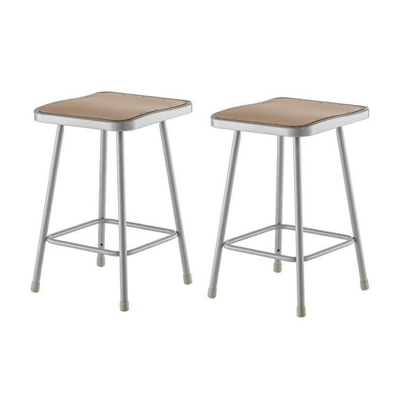 NPS 6300 Series 24" Square Seat Modern Metal Steel Heavy Duty Stool in Gray