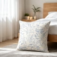 thumbnail image 2 of YingYouFu Light Blue Floral Throw Pillow Cover, Botanical Vintage Cushion Case for Sofa, Soft Embroidered Pillowcase for Home Couch Bedroom Patio Decor, 2 of 7
