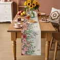 thumbnail image 2 of Watercolor Roses Table Runner - 90 Inch Long Spring Flowers Leaves Butterflies Beige Cotton and Linen Blended Dress Scarves Farmhouse Table Runner for Kitchen Dining, Coffee Table, 13" x 90", 2 of 8