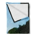 thumbnail image 2 of Landscape Soft Flannel Fleece Blanket, Pool View at Sunset Beach in Seacoast Ocean Vibrant Colors Adventure Photo, Cozy Plush for Indoor and Outdoor Use, 50" x 60", Turquoise Green, by Ambesonne, 2 of 5