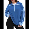 thumbnail image 3 of Sudadera de Mujer con Media Cremallera, Suave y Extragrande, con Bolsillos, Cálida y Afelpada. Azul XL, 3 of 8