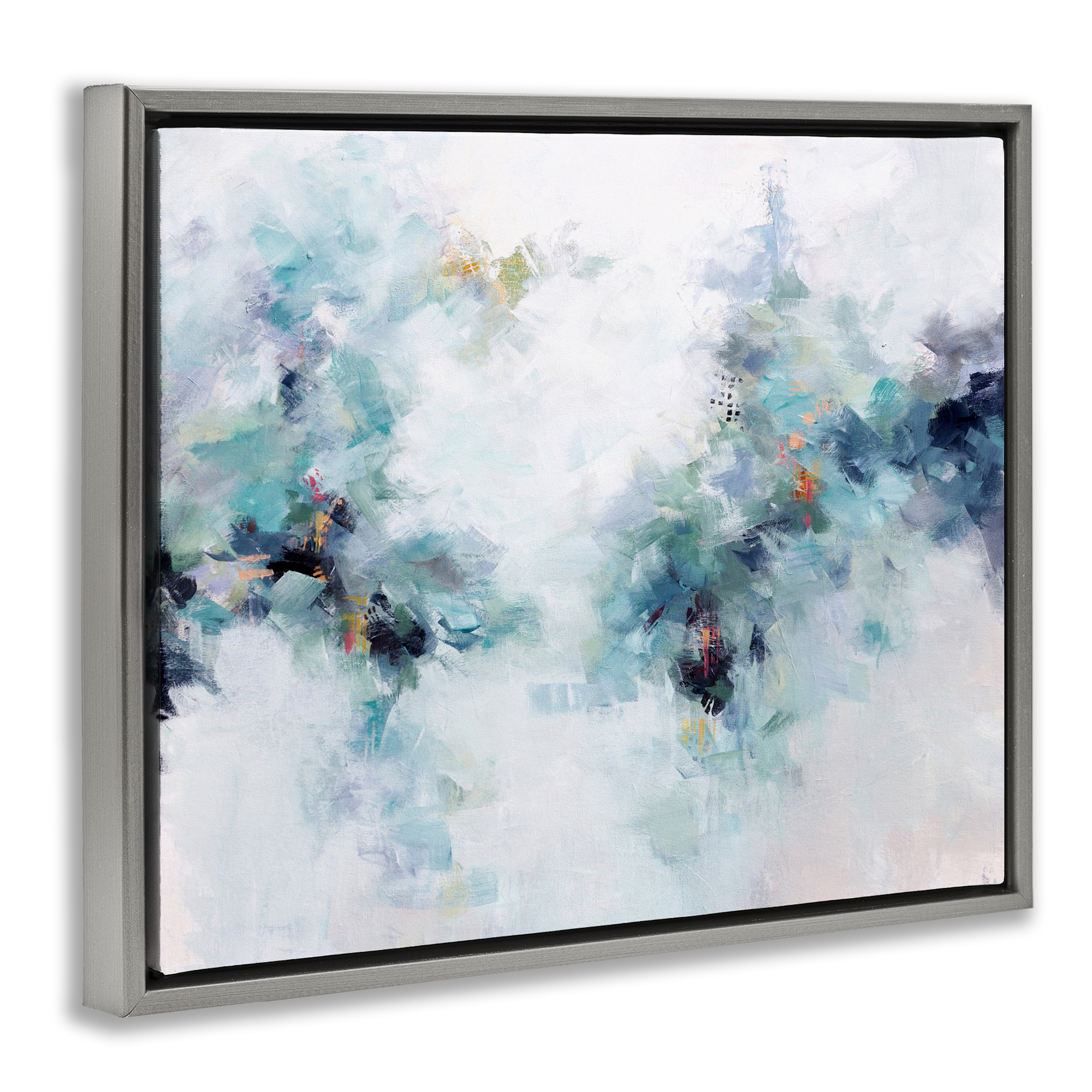 Reaching Out Abstraction Gray Framed Floater Canvas Wall Art, design by Karen Hale