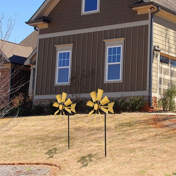 Raindrops Yard Windmill Yellow Iron Windmill for Party Favor 1Set