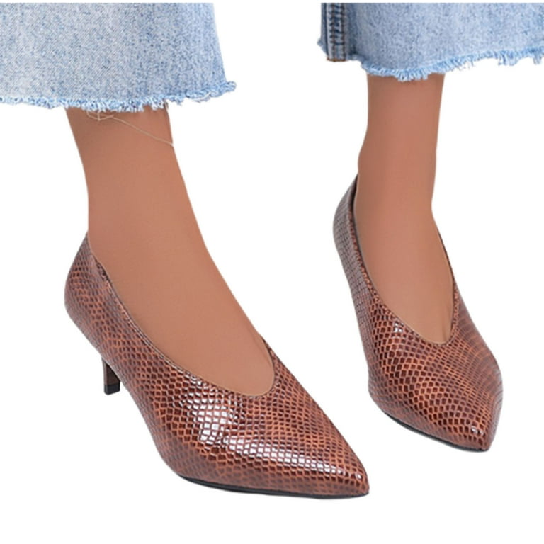 Kitten heel snakeskin shoes top