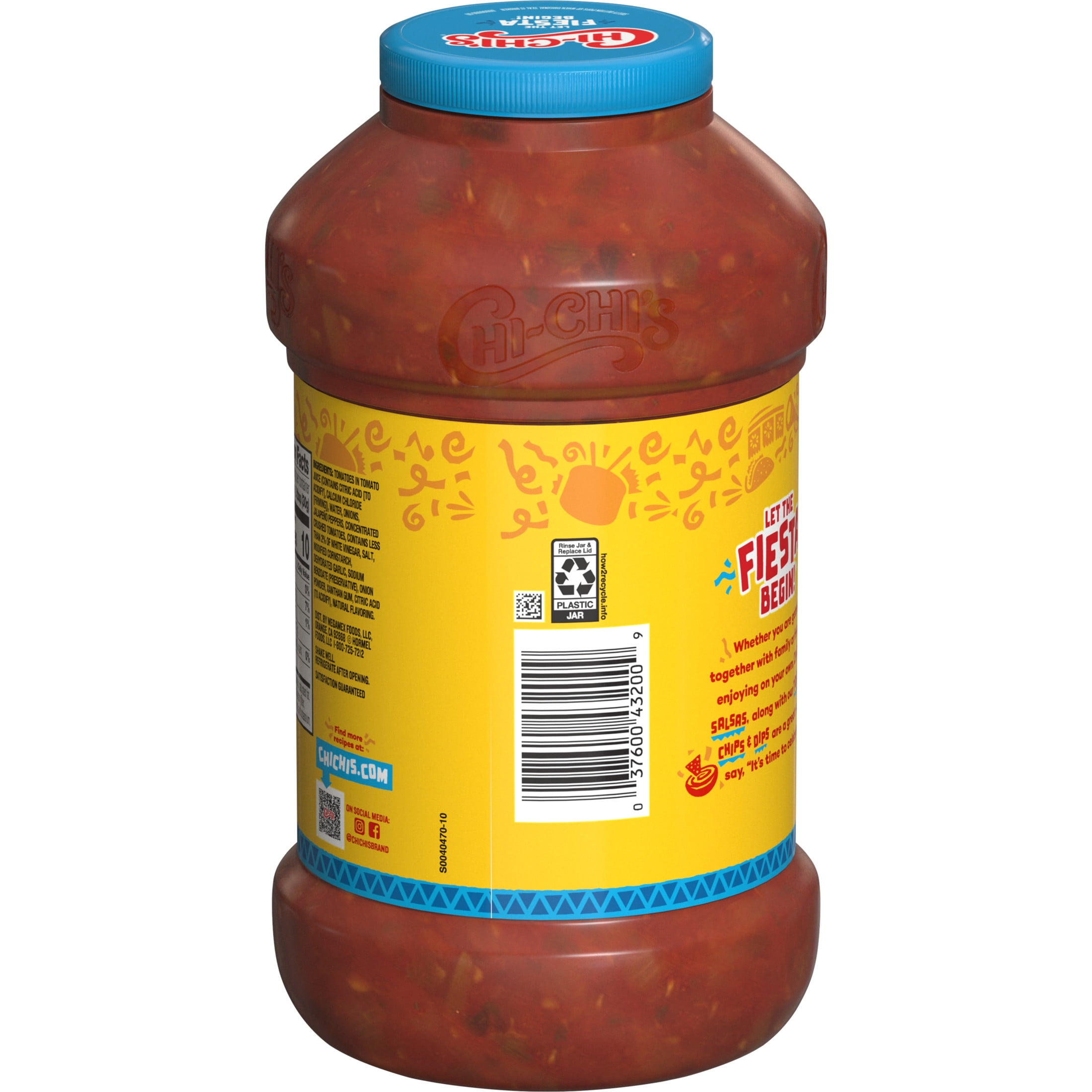CHI-CHI'S Thick & Chunky Medium Salsa, Gluten Free, Chip Dip, Large 48 oz Plastic Jug​