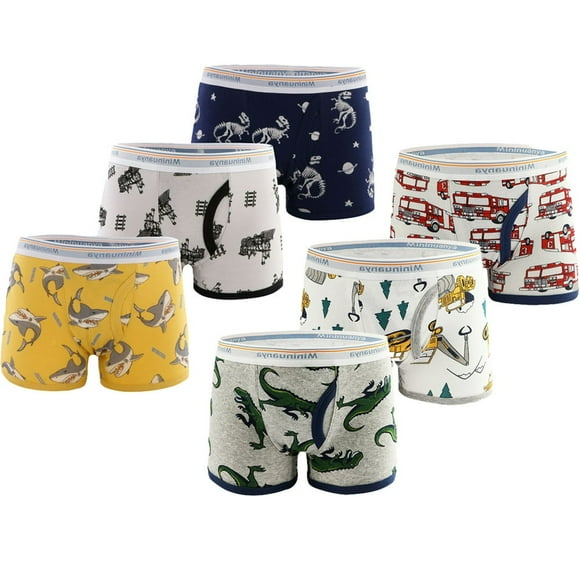 Boys Underwear Stretchy Cotton Soft Boxer Briefs for Kids Baby Toddler Four Corners Shorts 3Pack for 3-8Y