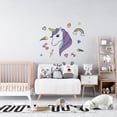 thumbnail image 2 of Vinyl Home Art Decor Rainbow And Unicorns Design Wall Decoration Sticker - 18" x 28" Kids Bedroom Living Room Adhesive Unicorn Horse Pony Removable Golden Horn Rainbow Hair Wall Decal | Multi-color, 2 of 5