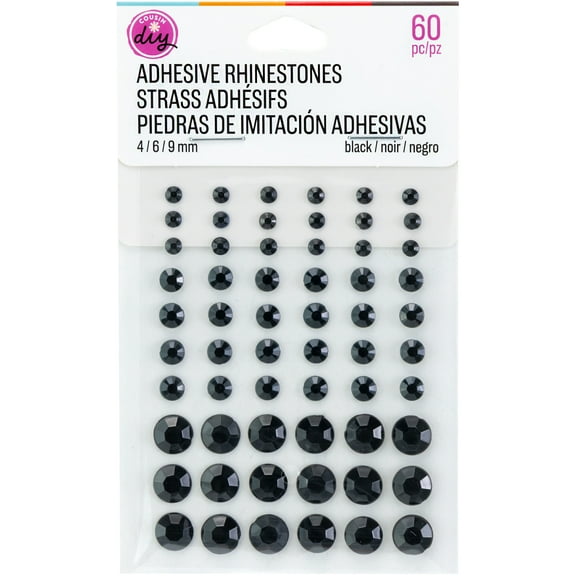 CousinDIY Adhesive Rhinestones 60/Pkg-Black