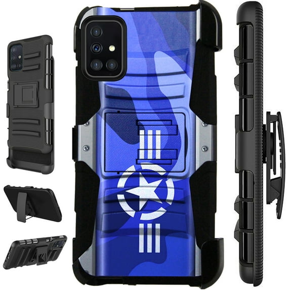 WORLD ACC LuxGuard Holster Case Compatible with Samsung Galaxy A71 4G Hybrid Phone Cover (Air Force Star)