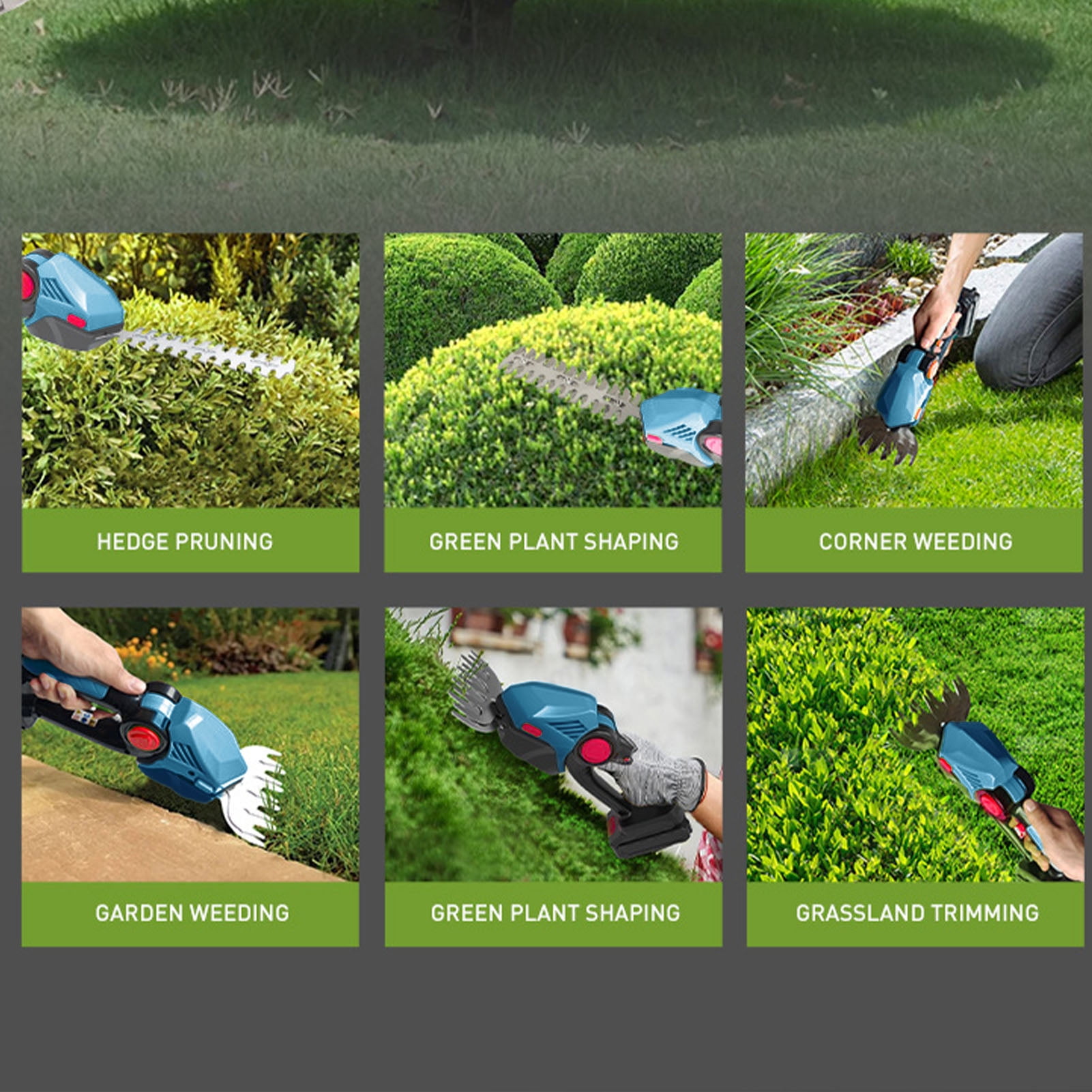 NFTIGB 21V Cordless Hedge Trimmer 22000RPM Handheld Grass Clipper Kit Blue EU Plug