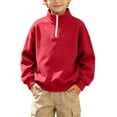 thumbnail image 3 of Kids Half Zip Sweatshirt Trendy Mock Neck Long Sleeve Pullover Tops Loose Fit Casual Sweatshirt for Boys and Girls Sizes 3-14Y, 3 of 10