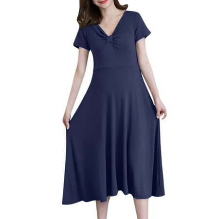 

Women Casual Fashion Solid Color Dress Breastfeeding Short Sleeve Maternity Dress Long Dress Mama Sundress Casual Fashion Summer Clothes