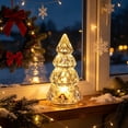 thumbnail image 4 of Crystal Christmas Tree Night Light, Battery Powered Tabletop Lamp, Warm LED Glow, Cozy Winter Holiday Indoor Decor, Star Topped Ornament, 4 of 7