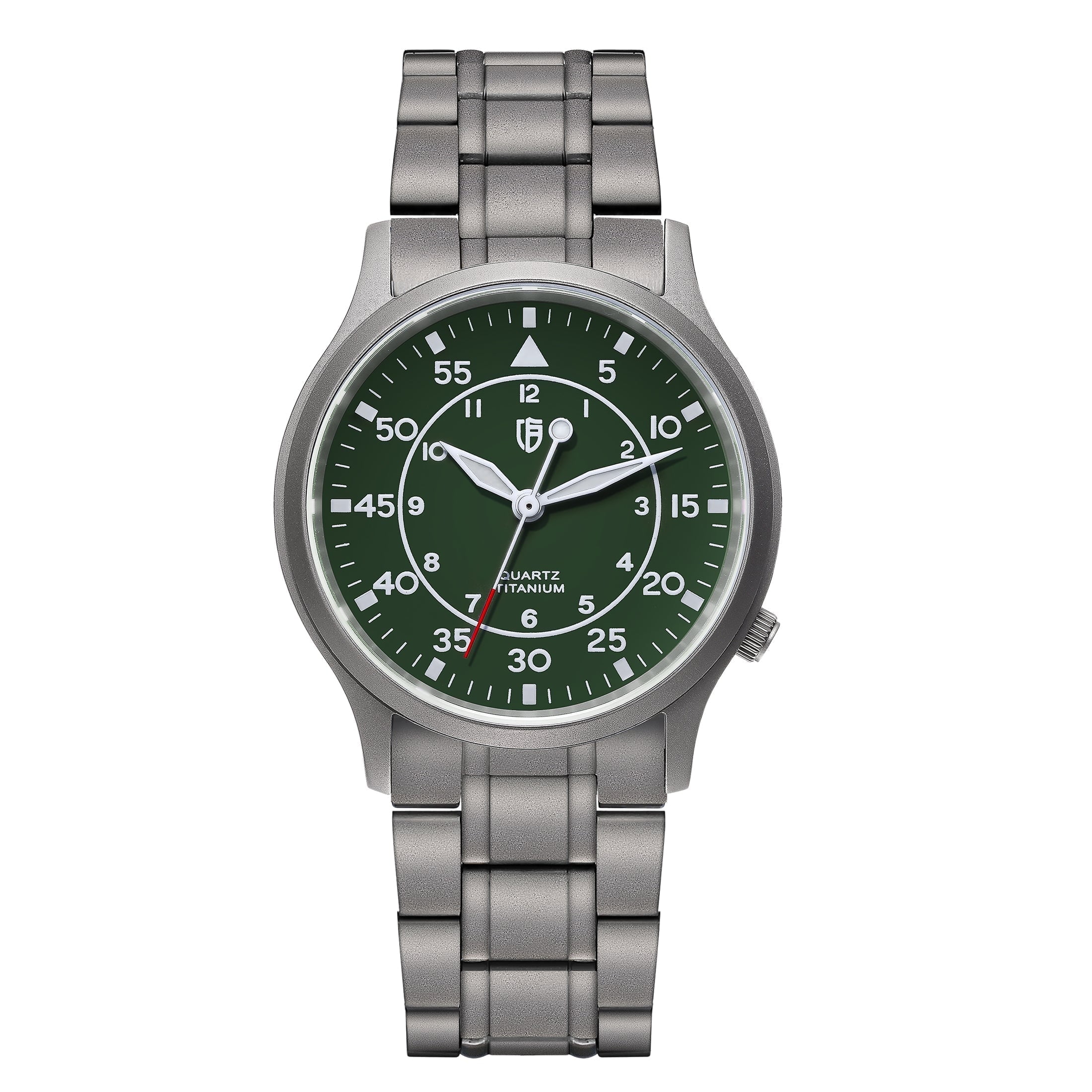 BERNY Titanium Watches for Men, Sport Military Men Watch with Japanese Quartz Movement, Super Luminous, Fashion Men's Field Watch, Casual 5ATM Waterproof Army Wristwatch, Green