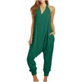 thumbnail image 1 of Jumpsuits for Women Halter Backless Summer Rompers Beam Foot Long Pants One Piece Outfits Playsuits with Pockets, 1 of 6