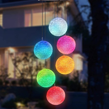 Riley LED Solar Wind Chime Light Color Changing Outdoor Garden Hanging Patio Ball Shape Chime