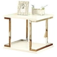 thumbnail image 2 of Modern White End Table With Details And Rectangular Top Chic In Frame Base, 2 of 4