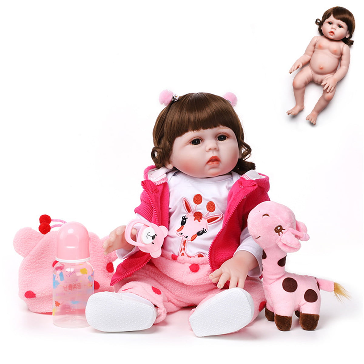 Lifelike Reborn Sleeping Baby Doll Soft Plush Bear Cat Toy Christmas Gifts 