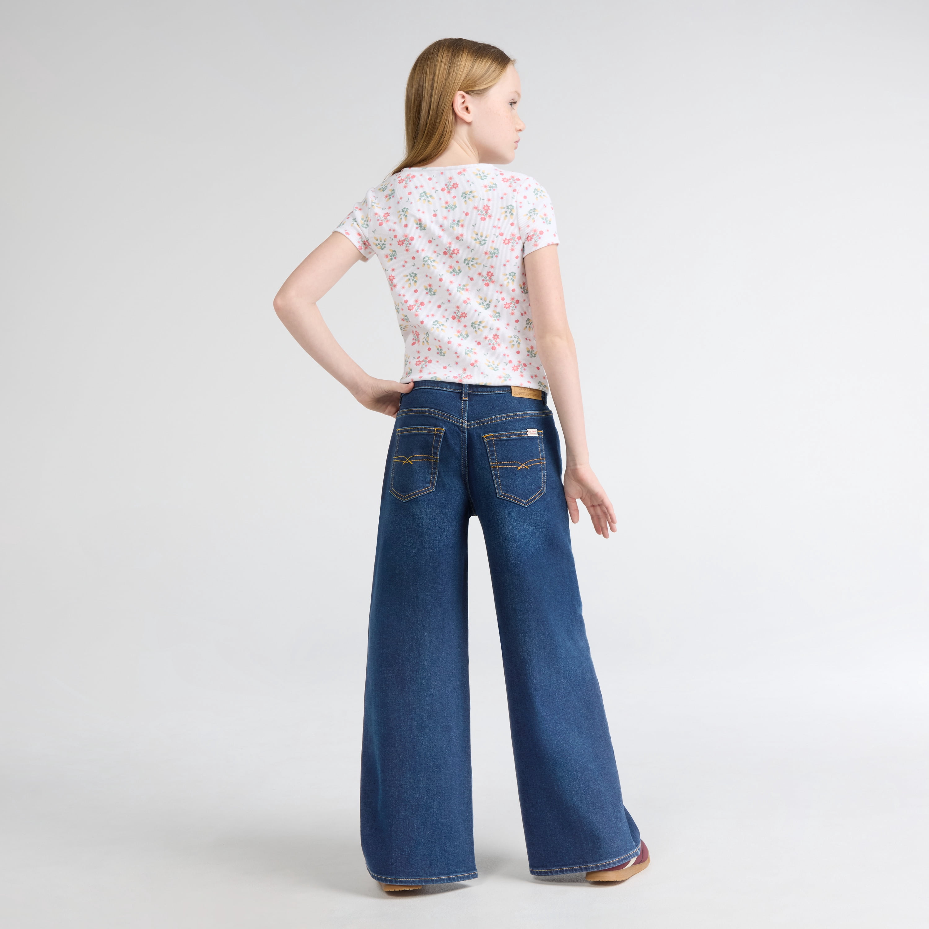 Levi Strauss Signature Girls Wide Leg Baggy Denim Jean, Size 5-18