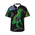 thumbnail image 1 of Balery Space Dino Cartoon Black Camisas hawaianas de manga corta para hombre, camisas playeras de corte holgado, camisas de vacaciones con botones,XX-Large, 1 of 7