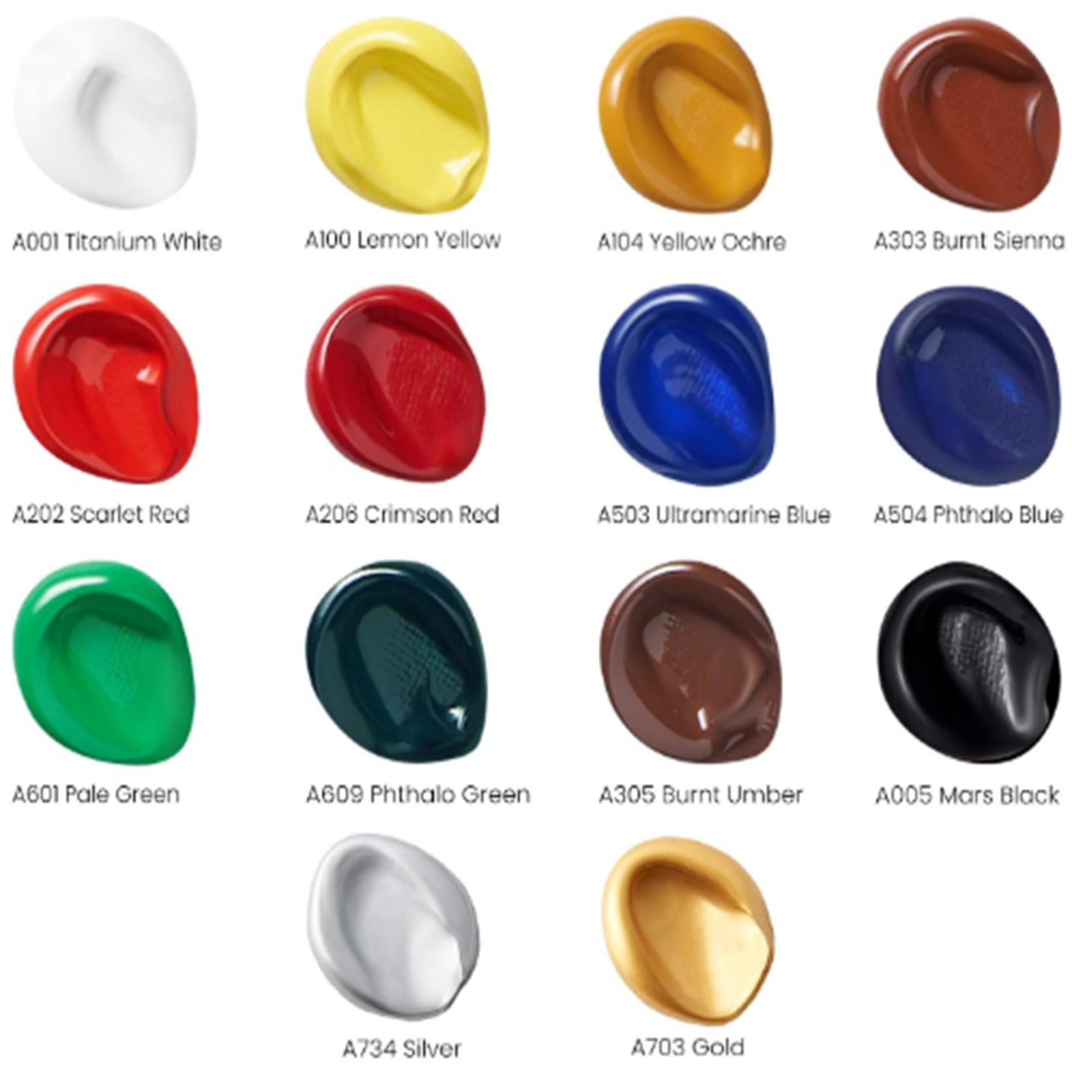 Paint Set of 14 Colors, 4.06 Ounce Tubes, Non-Toxic Acrylic Artist Paints. Art Supplies for Painting