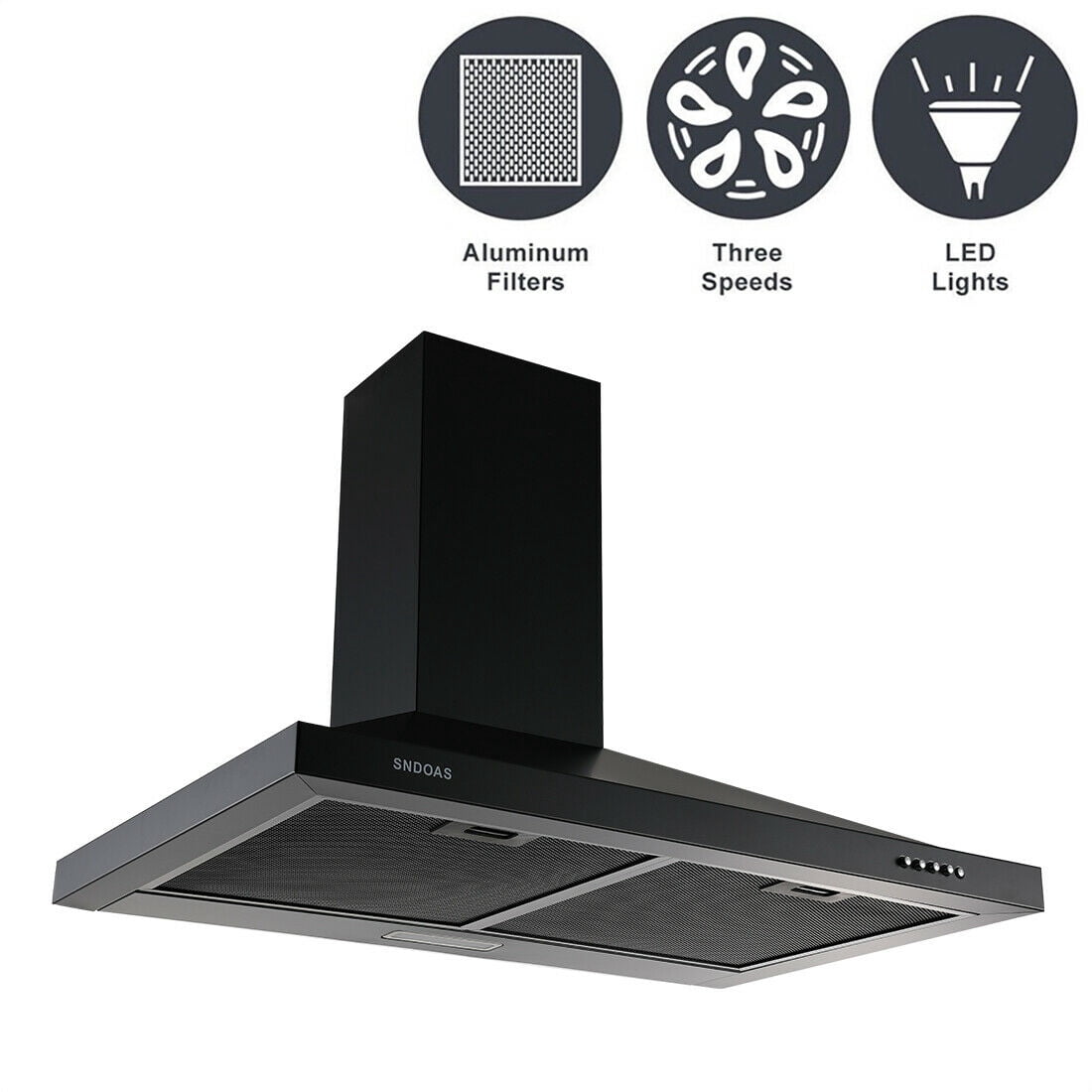 30 inch Range Hood Cooking Stove Vented Wall Mounted Range Hood LED 350 CFM 3 Speed Motor