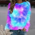 thumbnail image 2 of Savings Womens Tops Casual Long Sleeve Tie Dye Pullover T-Shirts Crewneck Tee Loose Fashion Blouses (M, Blue), 2 of 4
