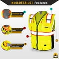 thumbnail image 4 of KwikSafety (Charlotte, NC) CLASSIC Safety Vest (JUMBO Pocket) Class 2 ANSI OSHA High Visibility Reflective Heavy Duty Mesh Zipper HiVis Construction Work Gear HiViz Men Women | Yellow Small, 4 of 6
