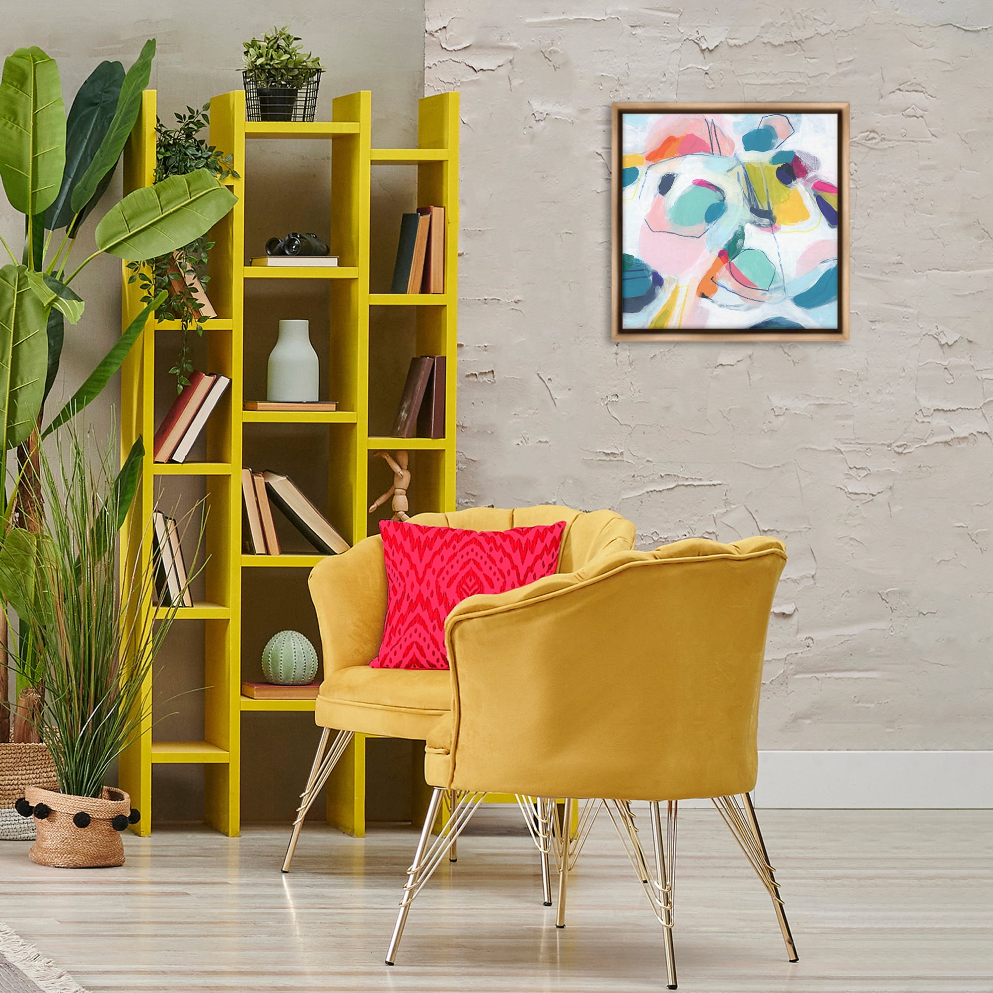 Stupell Industries Whimsical Shapes Abstraction Abstract Painting Brown Floater Framed Canvas Art Print Wall Art, 18 x 18