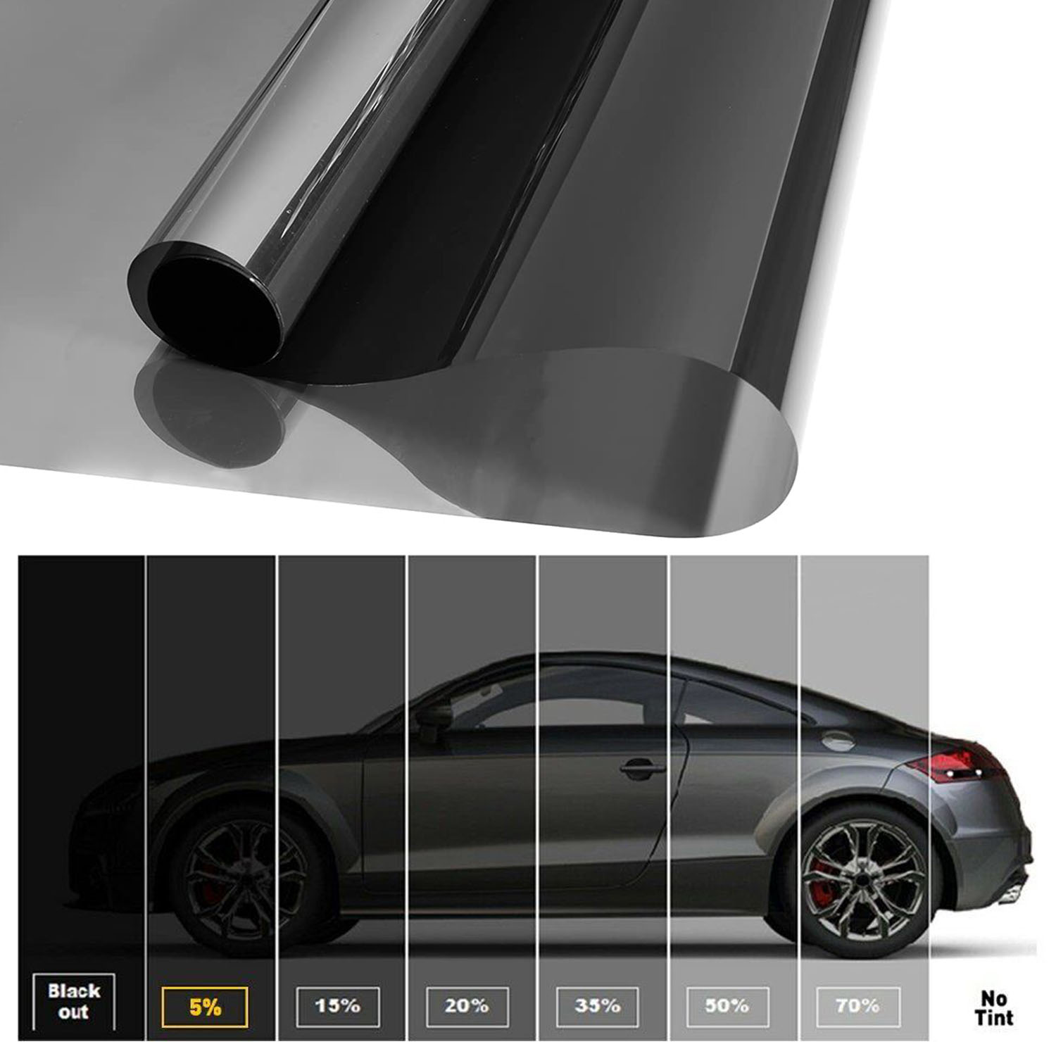 Rtmgob Uncut Roll Window Tint Solar Film Protection Scratch Resistant 5%  VLT 19.29