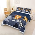 thumbnail image 2 of Erosebridal Lions Giraffe Elephant Queen Comforter Set,Jungle Animals Bedding Comforter Set For Boys, Reversible 3-Piece, 2 of 7