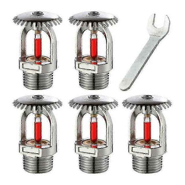 5Pcs Fire Sprinkler-Head 155, Upright Sprinklers-Head Water Spray-Up 68 Quick Response 1/2Inch NPT