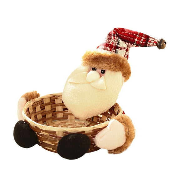 BNNG Christmas Candy Storage Basket Santa Snowman Candy Woven Holder Basket Christmas Candy Bowl Candy Dish for Holiday Table Desk Decoration Gift