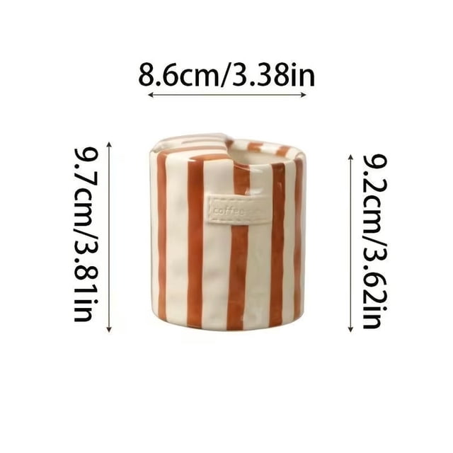 Taza de café de cerámica pintada a mano, taza termo con diseño de rayas, taza de jugo de café con leche antideslizante, regalo de San Valentín, Navidad, Día de la Madre