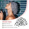 thumbnail image 4 of Bearachild Gorros de baño para ducha Estampado de flores Impermeable Reutilizable Elástico Colorido Universal Largo Sombrero corto Baño Estampado de Juegos de accesorios de baño Punto negro Bearachild HA062078-14B, 4 of 6