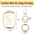 thumbnail image 5 of Key Fob Cover Compatible with Toyota Corolla Cross 4Runner Tundra Tacoma 2016-2024 3 Button Keychain Case Holder Protector,Gold Trim-White, 5 of 6