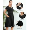 thumbnail image 4 of Women's Nursing Dress Summer Short Sleeve Patchwork Pregnancy Clothes with Pockets,Medium, 4 of 8