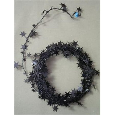 Party Deco 04507 18 ft. Black Star Wire Garland - Pack of 12