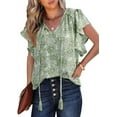 thumbnail image 4 of Amazon Cross border Foreign Trade 2024 Women's Summer Top Flower Short sleeved V-neck Women's Casual Loose Shirt, 4 of 9